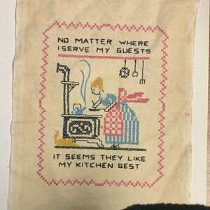 Vintage Charming Kitchen Cross-Stitch Wall Art